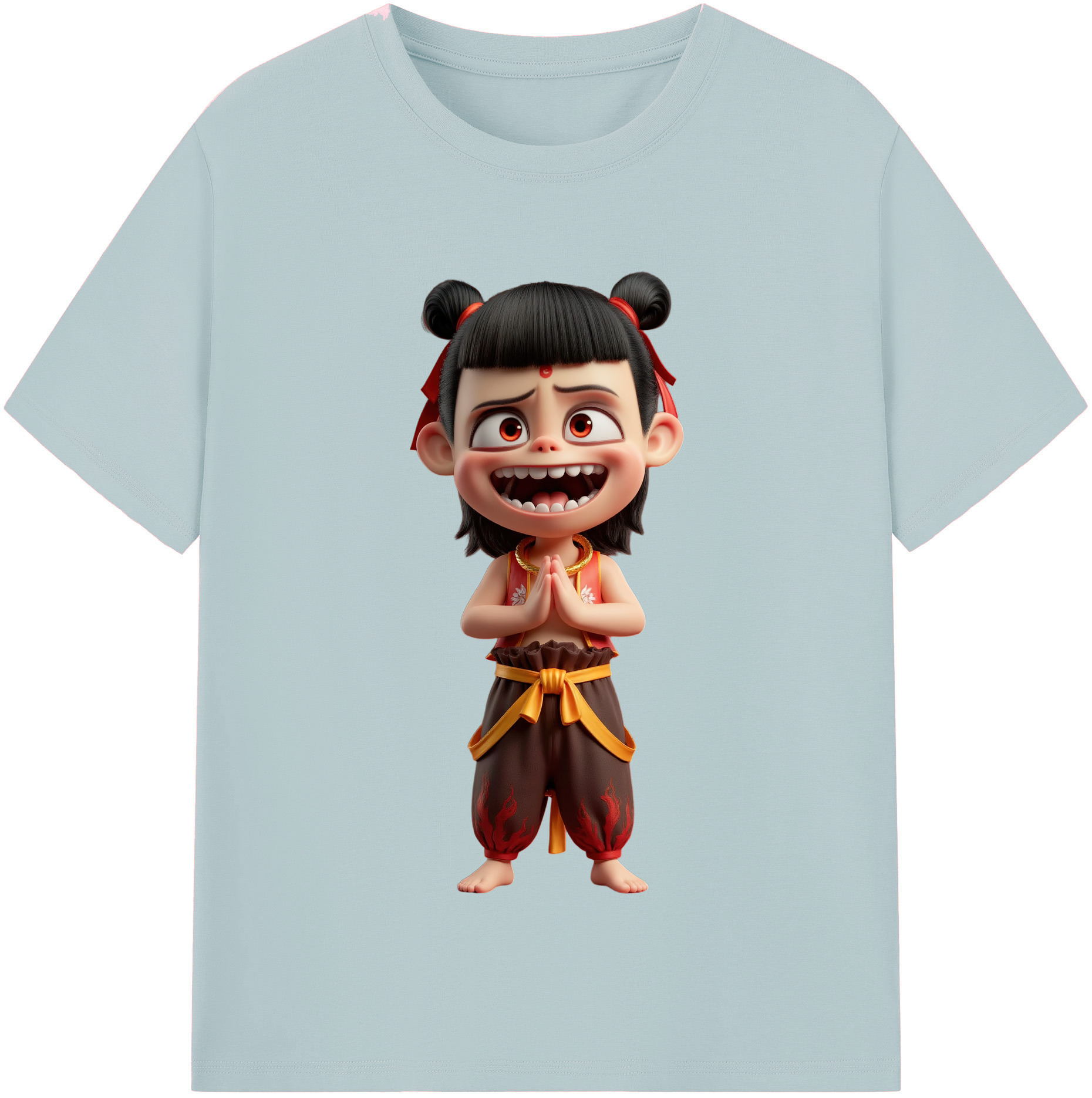 （画像用） Ne Zha 2 ナタ 魔童の大暴れ 綿100％半袖Tシャツ（フロントプリント）
